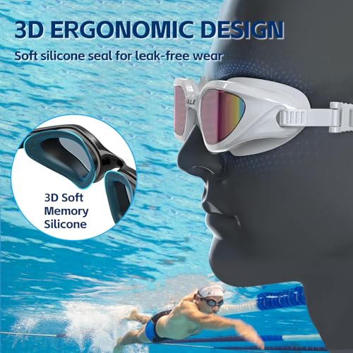 Whale Swim Goggles Adult Swim Goggles Anti Fog Swimming Goggles Wear Comfortable Polarizing Swimming Goggles For Men And Women(White)