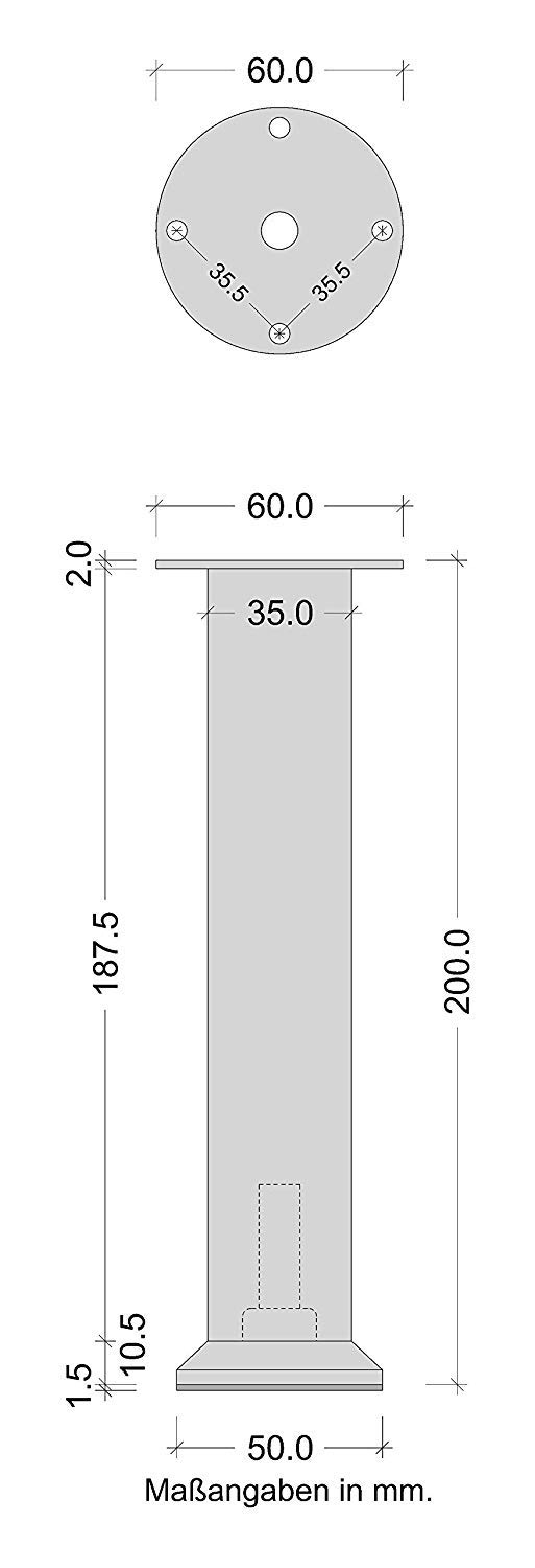 Gedotec 4X Pies de Muebles Pata de Mueble Pie Ajustable Acero Finish Altura Regulable + 10MM - Aspecto de Acero Inoxidable, 200 mm