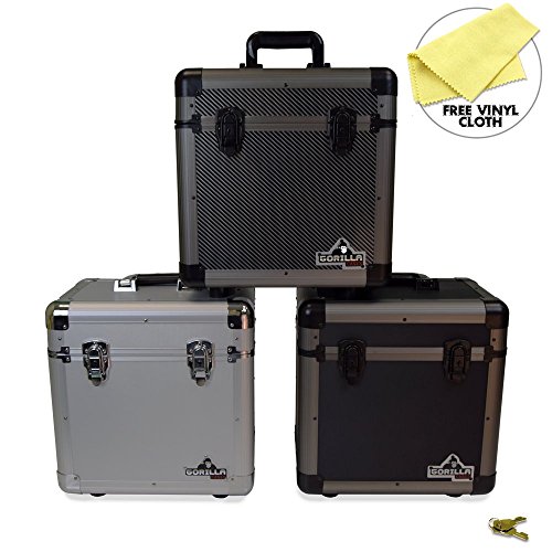 Gorilla LP60 12" LP Vinyl Record DJ Equipment Storage Carry Case Box Holds 60 Records (3 Colours Available) (Silver)