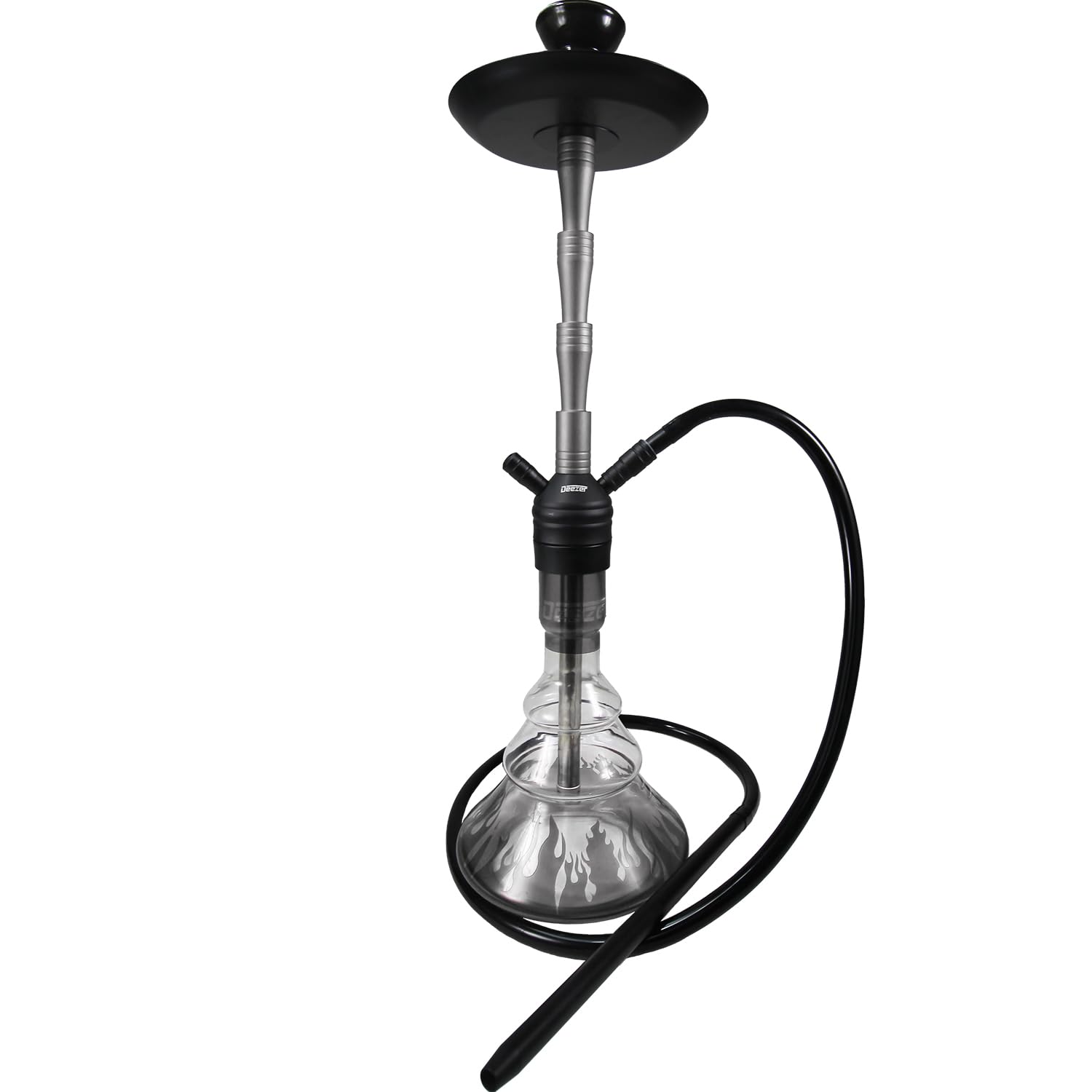 deezerElite Glass Hookah - Luxurious Shisha Experience With Two Hose Compatibily, Premium Crystal Vase, Ultra-Smooth Draw System, Porcelain Bowl & Tongs by Deezer - Taga 1 (Silver)