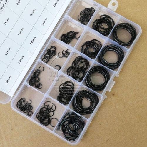 Ochoos 230Pcs 15 Kinds of Steel Internal Circlip Retaining Ring Snap Ring Washer Kit