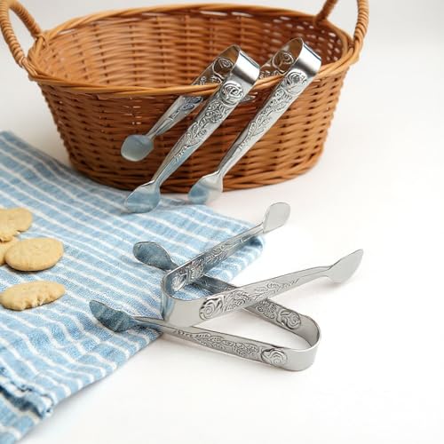 Mini Serving Tongs, 4.3 Inch Stainless Steel Sugar Tongs – Silver Tongs for Tea, Coffee, Appetizers & Charcuterie, Small Kitchen Tongs for Buffet, Dessert Table & Home Use - Image 6