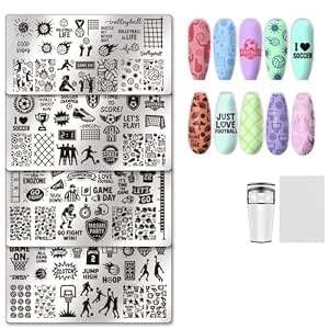 Amazon.com: UNICRAFTALE 4Pcs Nail Stamp Plates Set Sport Stamping Plate ...