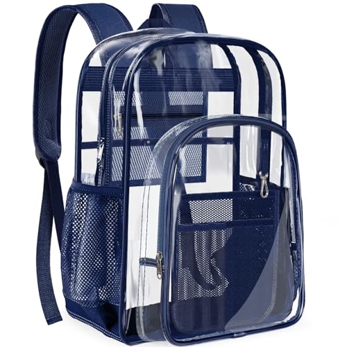 Image of PAMANO Clear Backpack Transparent Heavy Duty School PVC Bookbag See Through Bag Boys and Girls for College Work Travel Security