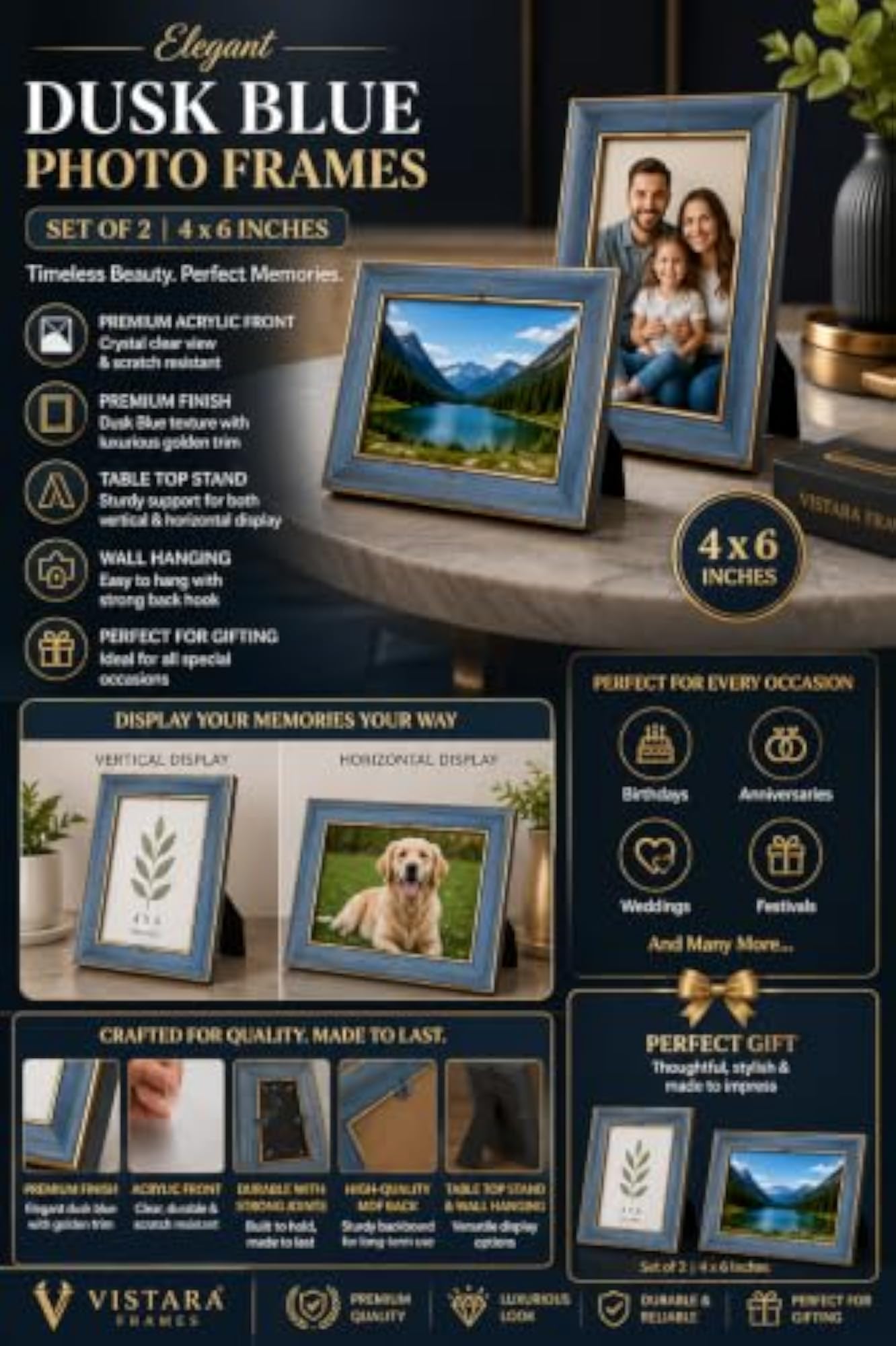 4x6 Inch Photo Frame Set of 2
