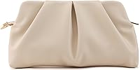 QIRACHIC Women's Pleated PU Leather Clutch Bag - Formal Evening Purse with Detachable Chain Crossbody Strap