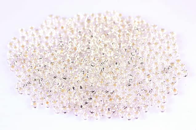 20g Round Rocailles Glass Seed Beads Preciosa Ornela 11/0, Crystal Silver Lined (78102), Bohemia Crystal Glass, Czechia 311 19 001 โ image 1