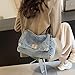 Denim Tote Bag for Women Jean Purses Adjustable Chain Shoulder Handbag Crossbody Bag Retro Zipper Trendy Hobo Purse light blue