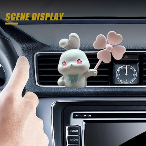 Image of Cute Rabbit Car Air Vent Clips, Rotating Windmill Car Air Conditioner Outlet Clip, Animal Car Dashboard Air Vent Trim Clip, Auto Interior Decoration Accessories (Rabbit)