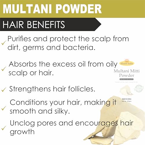 Image of Khadi 100% Pure & Organic Multani Mitti Powder - Natural Clay for Deep Cleansing, Oil Control & Glowing Skin - Face & Hair Pack - 350g
