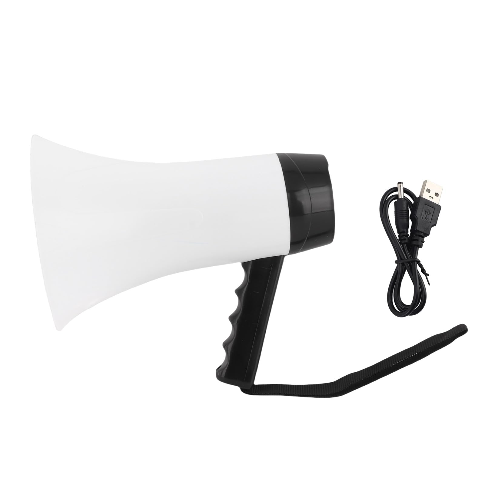 Altoparlante Portatile a Tromba con Megafono con Potenza 30 W, Registrazione 300 S, Distanza di Trasmissione 500 M, Funzione Sirena, Design Portatile, Materiale Duraturo - Ideale