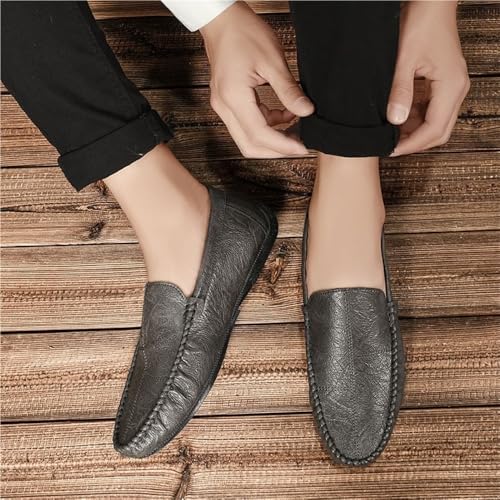 Fashion Men Loafers Shoes Pu Leather Driving Loafers Solid Color Round Toe Slip On3