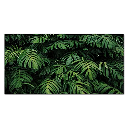 Photo sur verre de feuilles tropicales 100x50cm pour créer un salon moderne au style jungle
