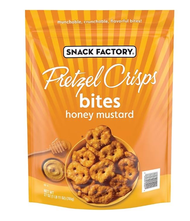 Snack Factory Pretzel Crisps Bites Honey Mustard 27 Ounces (Pack of 2)
