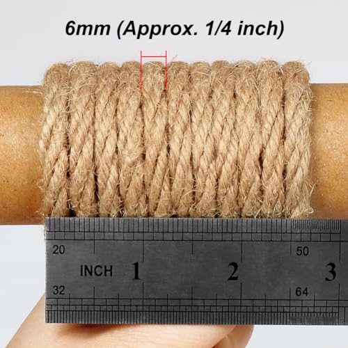 Image of Tenn Well 164ft 6mm Jute Rope Strong Thick for Cat Scratching Post | Strong thick twine rope for crafts, gardening, bundling, home /Christmas decor
