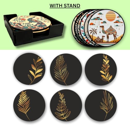 Image of Zesta Coasters for Cups Set of 6 / Wooden Coasters for Bar Accessories for Home /Tea Coaster Set of 6 / Waterproof Dining Table Decor Glass Cover