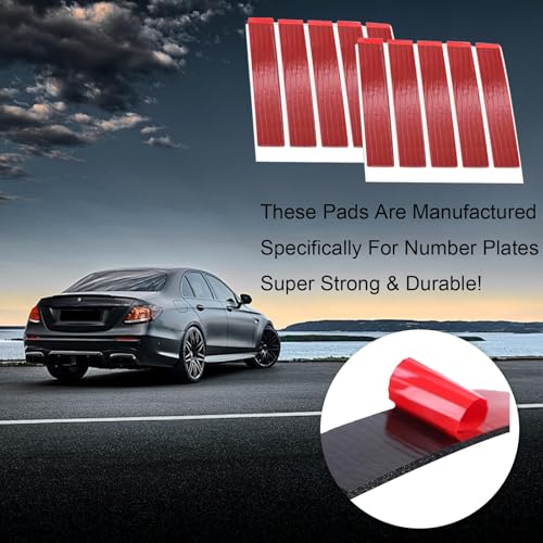 10 Pack Heavy Duty Double Sided Adhesive Foam License Plate Pads - Super Strong Adhesive, Waterproof and Heat Resistant, Easy Peel and Stick Installation, Perfect for Car License Plates