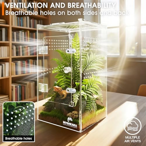 Image of MYGIIKAKA Jumping Spider Enclosure Accessories, Tarantula Spider Box, Bug Cage, Praying Mantis Habitat Enclosure, Snail Insect Terrarium, Caterpillar Habitat (6x6x12 inch)