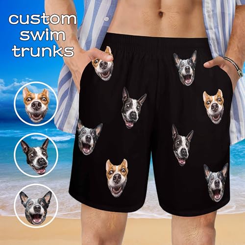 DIYKST Personalized Face Swim Trunks for Men Custom Photo Shorts Swim Trunks with Face on It Customized Face Shorts Black2