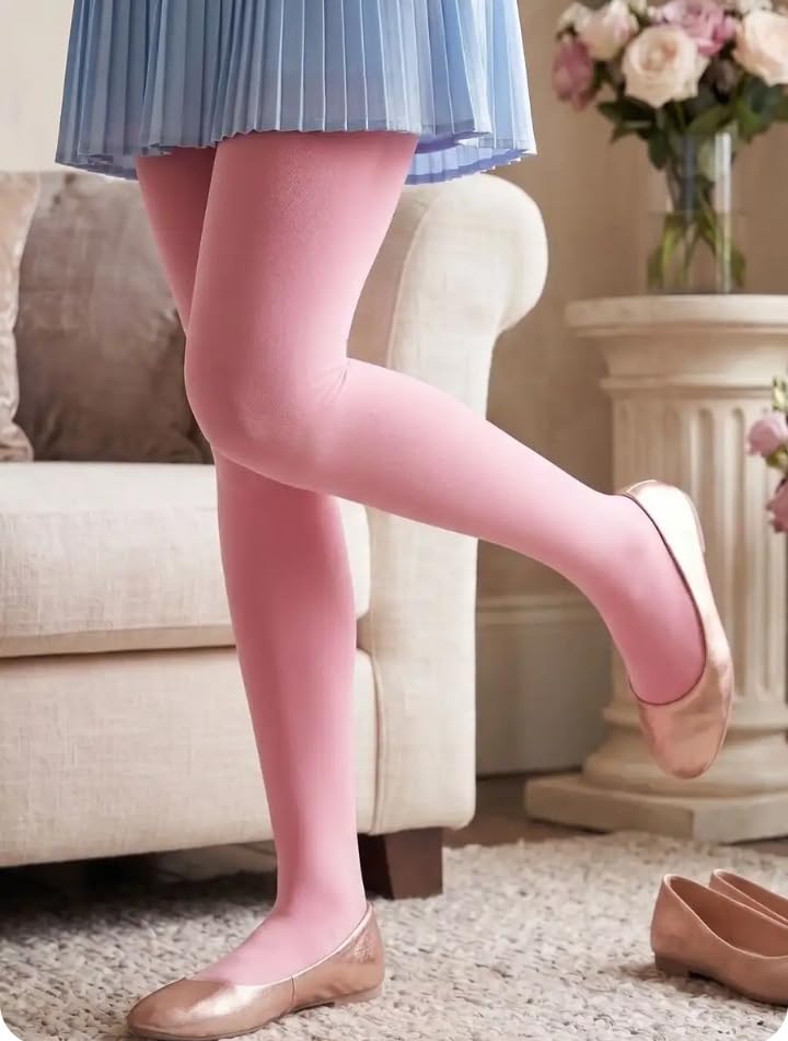 Girl's Cotton Spandex Tights, Made with Breathable, Anti Odour & Moisture Absorbent Combed Cotton, Ideal for Ballet/Dancing/Everyday Activity 1