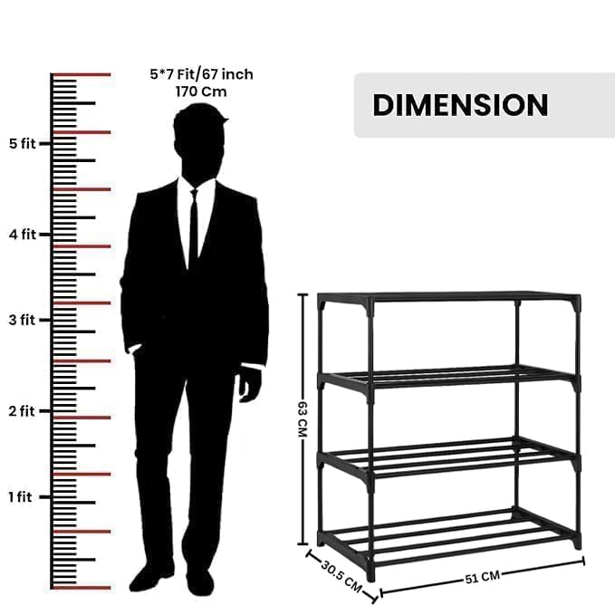 Image of LERIMO Plastic Collapsible Wardrobe for Storage, 4 Tier Space Saving Plastic Wardrobe for Bedroom with Doors, Storage Organiser