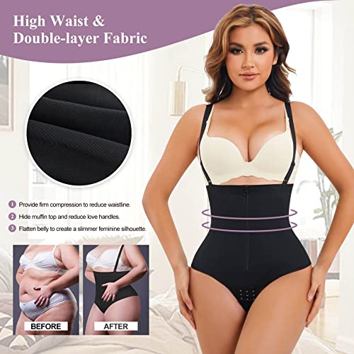 Yerkoad Seamless Thong Shapewear For Women Zipper Double Tummy Control Panties High Waisted Girdle Slimming Underwear(Small, Black) #TOP3