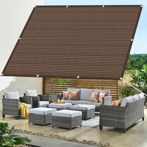 Filet d'ombrage marron rectangle 210x210 résistant extérieur et patio - 2