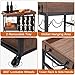 HOMHUM Rolling Bar Cart for Home, Wood Tabletop Kitchen Island w/Wheels, Wine Trolley Utility Storage Cabinet, 15.7 x 36.6 x 35.4 Inches, Towel Spice Rack (Style 4, Brown2)