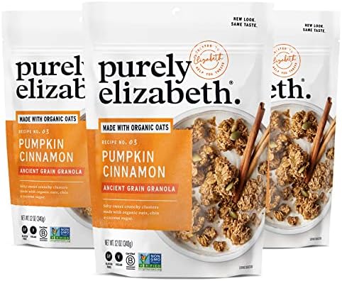 Purely Elizabeth, Pumpkin Cinnamon, Ancient Grain Granola, Gluten-Free, Non-GMO, 12 Ounce (Pack of 3)
