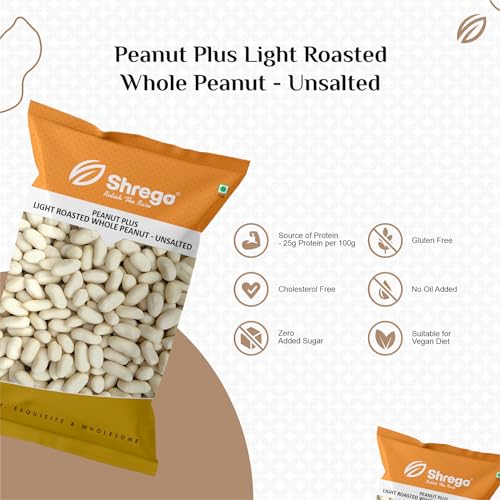 Image of SHREGO Peanut Plus Light Roasted Whole Peanuts Unsalted, Snacks and Namkeen (2X750G Vacuum Packed) (1500 Gm)