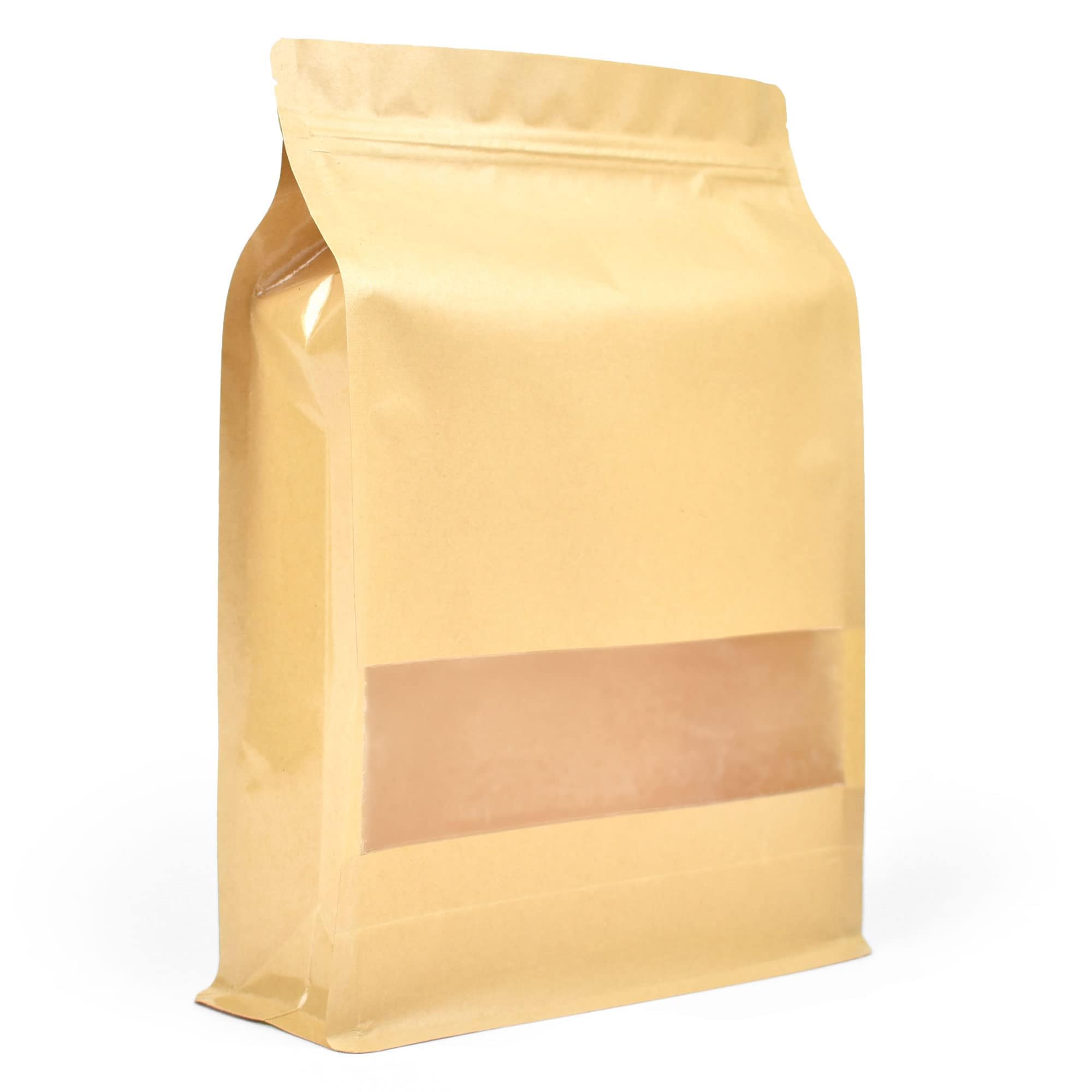 Evergreen Goods Wiederverwendbare Folien-gefütterter Zip-Lock-Griff, stehbar, wiederverschließbar, braunes Kraftpapier, Lebensmittelqualität, Standbeutel, Verpackungsbeutel (100, 200 x 300 mm)