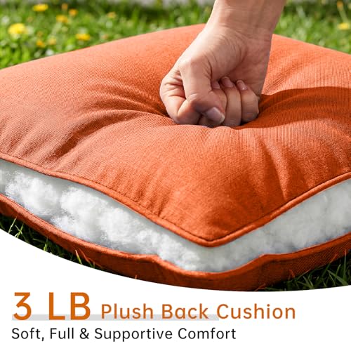 Image of Luxury 6 inch Thick Outdoor Cushion Set 12 - 22x24 Patio Furniture Cushions with 28D High-Density Foam, Water-Resistant & Fade-Resistant Fabric, Removable Covers for Patio Furniture Sofa Couch -Orange