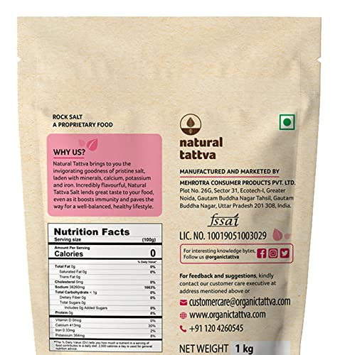 Image of Natural Tattva Natural Rock Salt 1 KG | Mineral Rock, Unrefined and Unpolluted | Boosts Digestion, Immunity, Stress and Weight Loss | Ideal for Everyday Cooking
