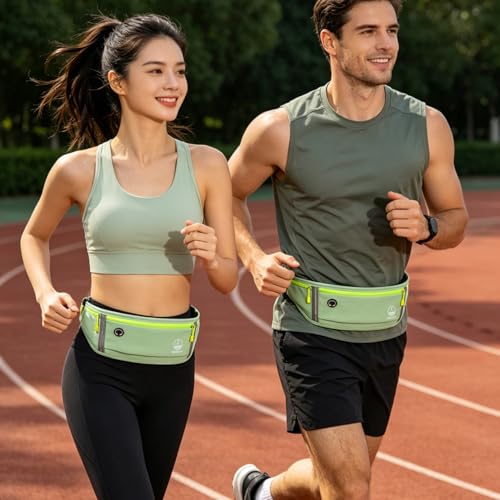 Image of Running Belt Slim Fanny Pack Jogging Pouch Phone Holder Waist Pack - Light Green