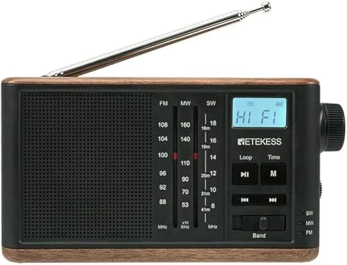 YADECN Radio retro portátil FMAMSW 3 bandas ancianos soporte TF tarjeta USB carga estéreo entrada de audio 0.138 in auriculares