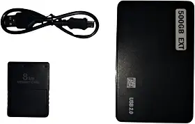 Genérico Kit para PlayStation 2: Memory Card com OPL + HD Externo (500 GB)