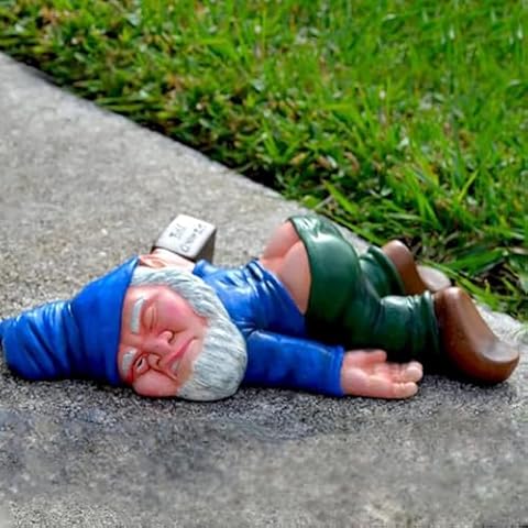 Funny Drunk Garden Gnome Outdoor Decor，Naughty Gnomes Statues，Resin Gnomes Sculptures for Yard Patio，Creative Statue Novelty Gift for Outdoor Patio Yard Lawn Porch Ornament Decor (Blue) Cover