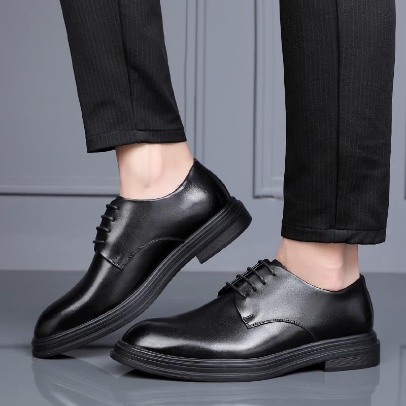 Men's Patent Leather Derby Shoes Business Lace Up Tuxedo Lightweight Casual Walking Comfortable Sole Dress3