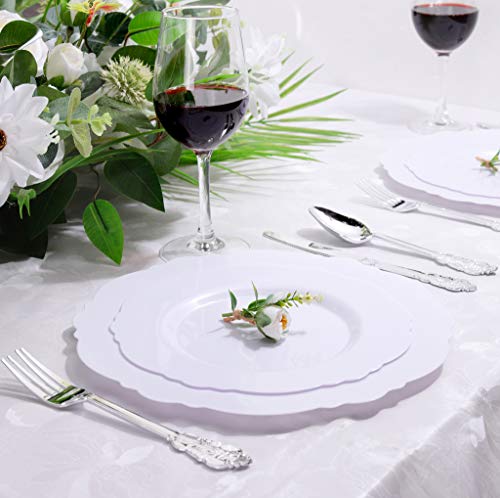 Wdf 60Pcs White Plastic Plates -7.5Inch Baroque White Disposable Dessert/Salad Plates For Upscale Parties &Wedding #TOP2