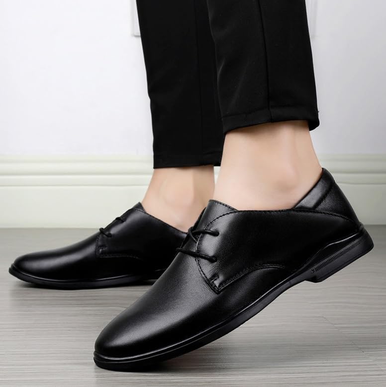 Men's Classic Lace Up Low Top Leather Dress Shoes Mens Retro Comfortable Business Height Increasing Non-Slip Softsole Walking Oxford Shoes3