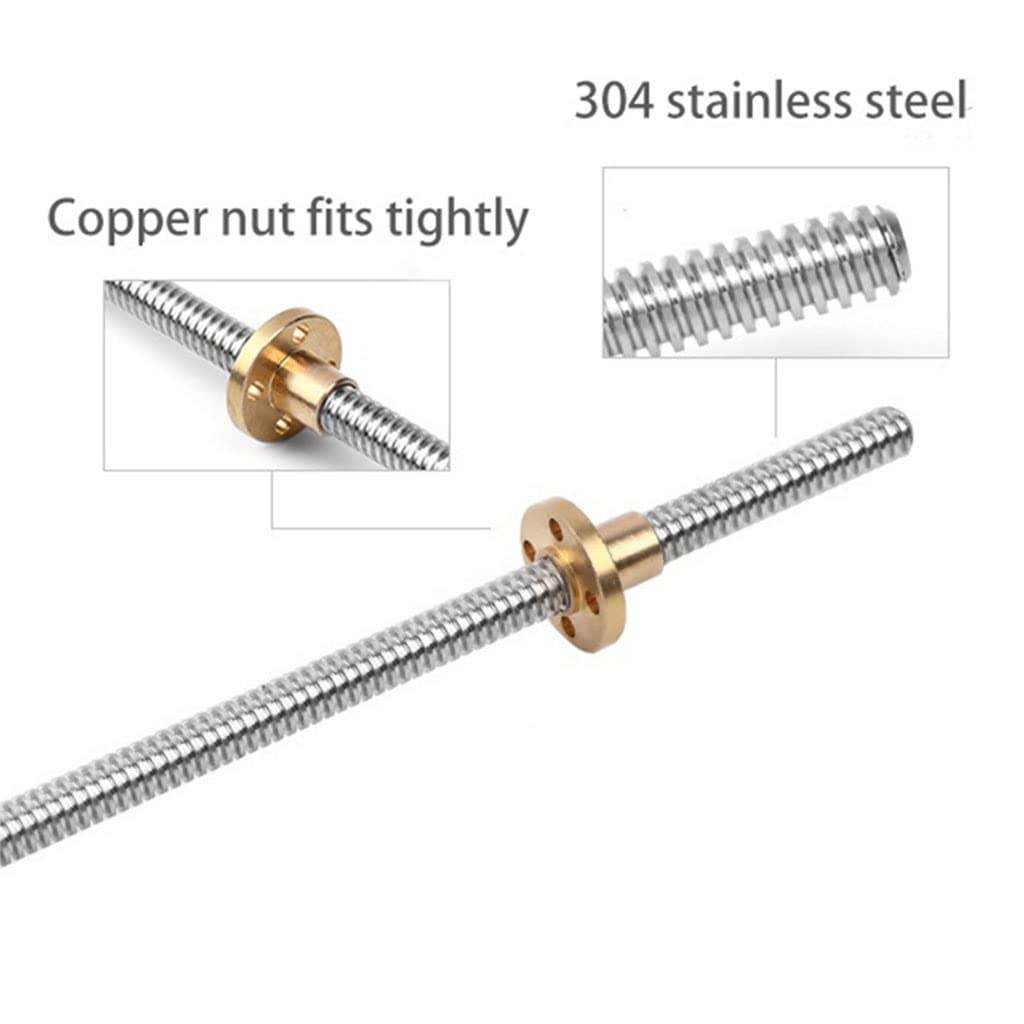 Varilla de tornillo avance T8 OD 8 mm Paso 2 Plomo 4 con(800mm)