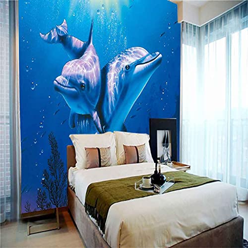 Papier peint autocollant dauphin bleu poster mural 3D