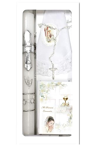 Lito Girls - Juego de velas de comunión - Incluye Biblia, rosario, pañuelo