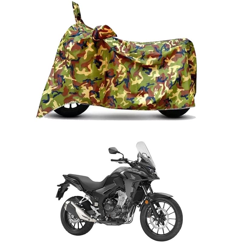 Image of Waterproof 100% PVC Coated Full Bike Scooty Two Wheeler Body Cover Compatible for Honda CB500X STD /UV-Rays /Heat Protection /Birds Dropping /Scratchproof /Dust Proof [6X6 Jungle Print]