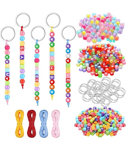 556PCS Keychain Making Kit, Key Chain Making Kit, DIY Craft Kit with Colorful Heart and Alphabet Charms, Creating Unique and Personalized Keychains, Ideal for Fashion Enthusiasts and Craft Lovers