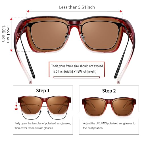 Image of URUMQI Polarized Sunglasses Fit Over Glasses for Men Women, Oversized Square Sun Glasses UV400 Protection