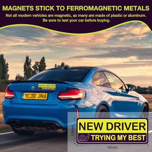 Image of 3PCS Student Driver Magnet for Car - Removable Student Driver Magnet, Novice Driver Safety Signs, Reusable Reflective Bumper Sticker for New Drivers, Teen & Learner Permit Accessories