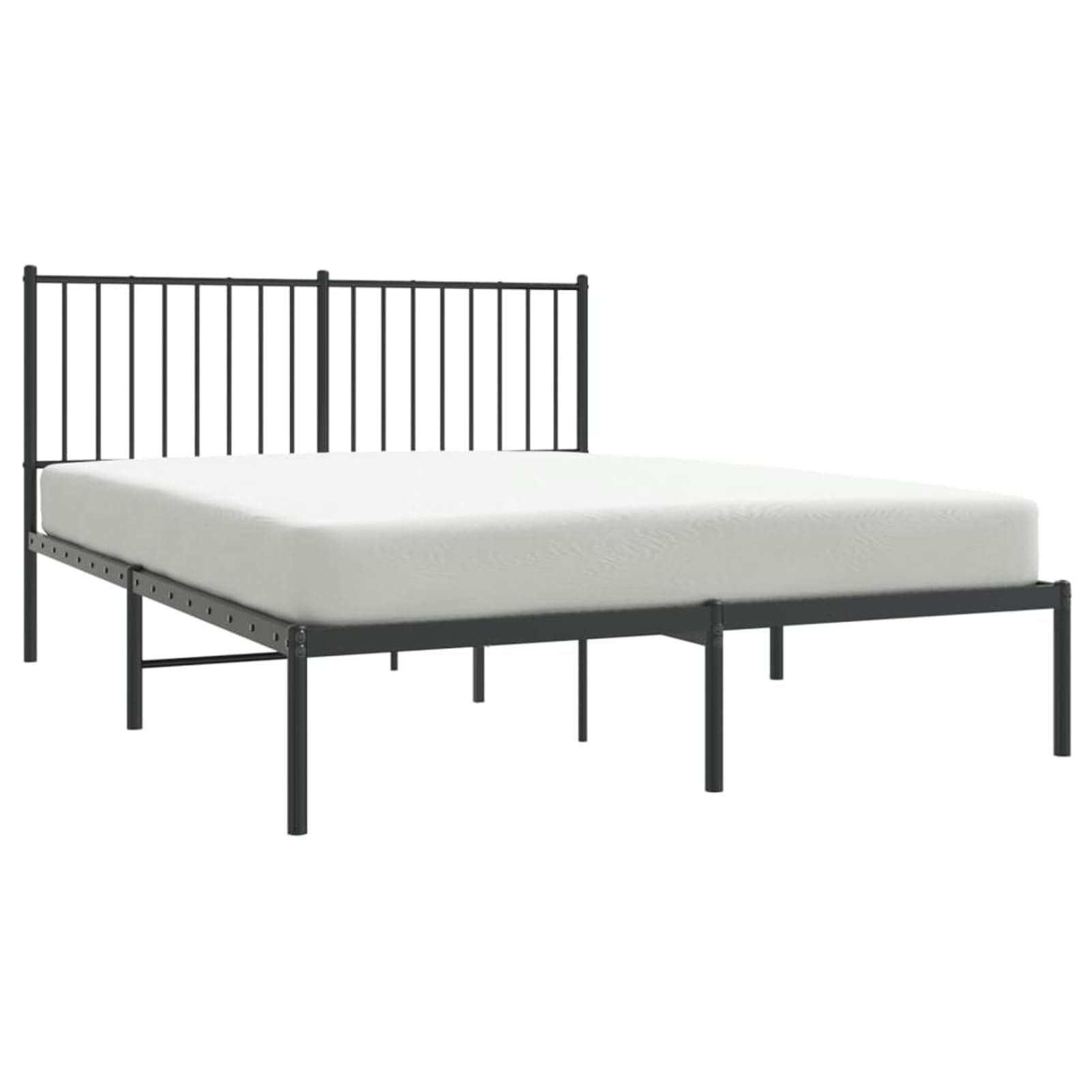 WGYHOME Rama łóżka z zagłówkiem 140 x 190 cm, czarna stal, wytrzymałe metalowe łóżko dla dorosłych, do sypialni