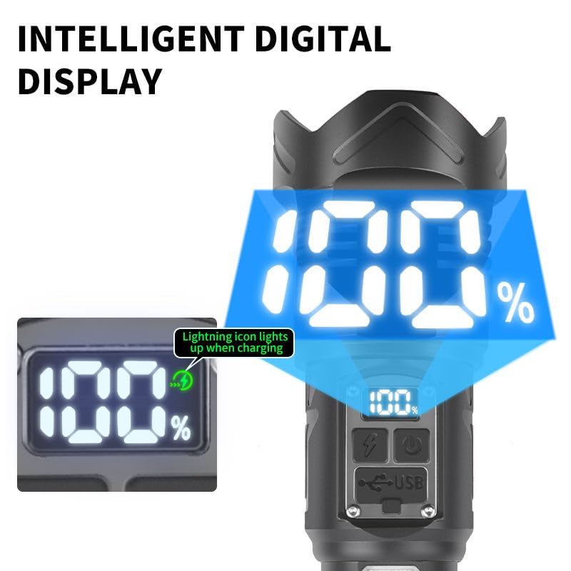 Image of DEVIL Will Cry Long Range Rechargeable Torch with 4 Modes | Center Light & 2 Side Modes | World's Brightest LED Flashlight