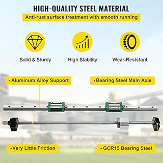 VEVOR Linear Guide Rail, 2PCS HGR20-1000mm Linear Slide Rail + 1Pcs RM1605-1000mm Ballscrew with BF12/BK12 Kit, Coupling, Slide Blocks Linear Guide Rail Set for DIY CNC Routers Lathes Mills